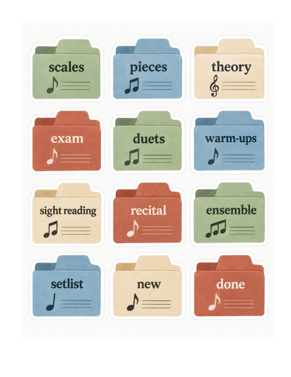Preview of Printable Music Sticker Folder Tabs