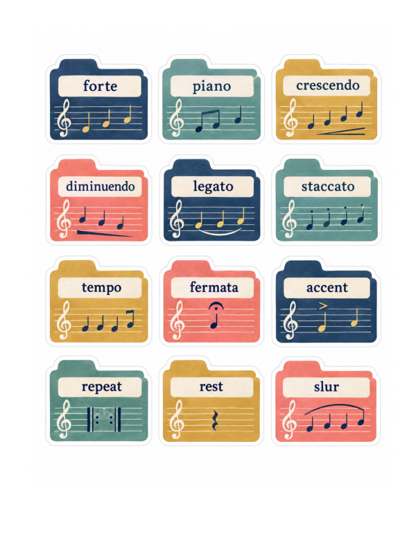 Preview of Printable Musical Terms Stickers