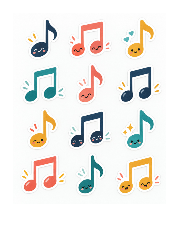 Preview of Printable Notes and Beams Stickers